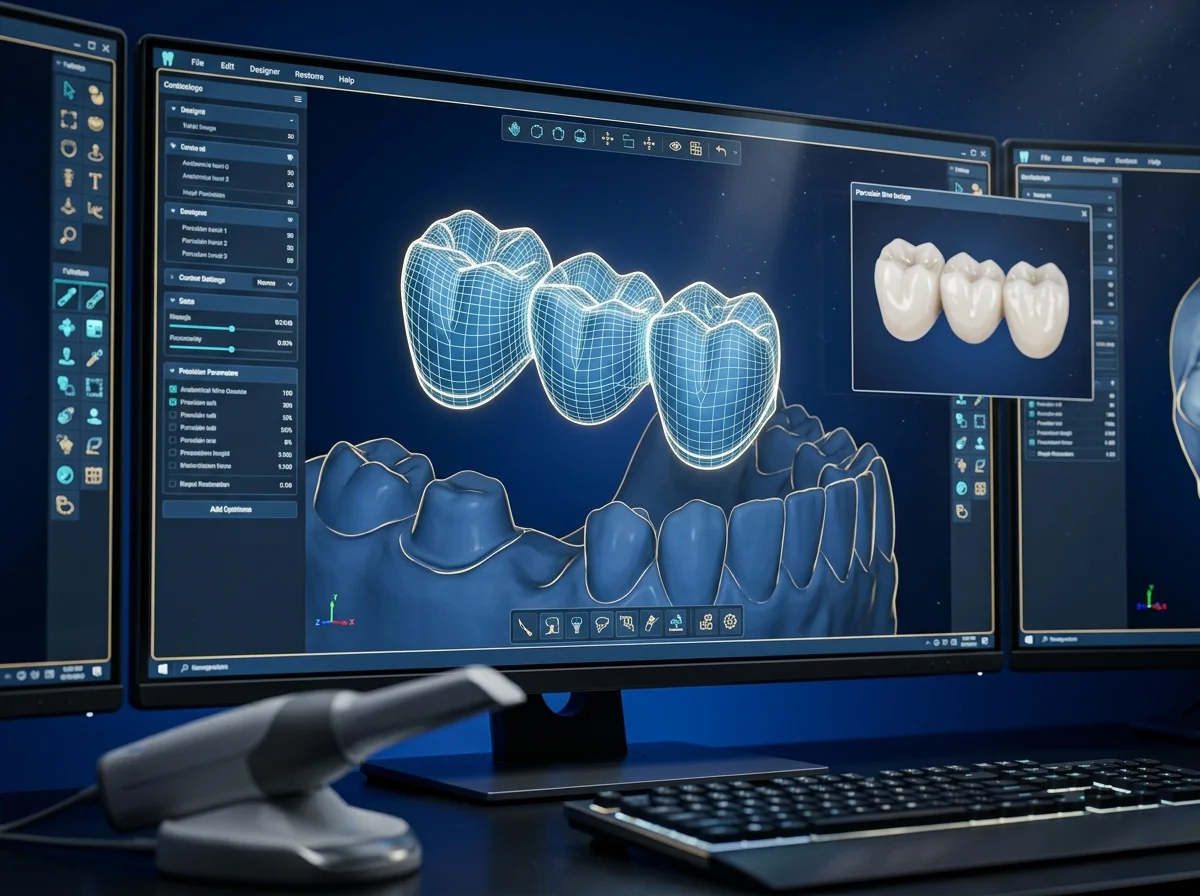 Design digital 3D de próteses dentárias CAD CAM